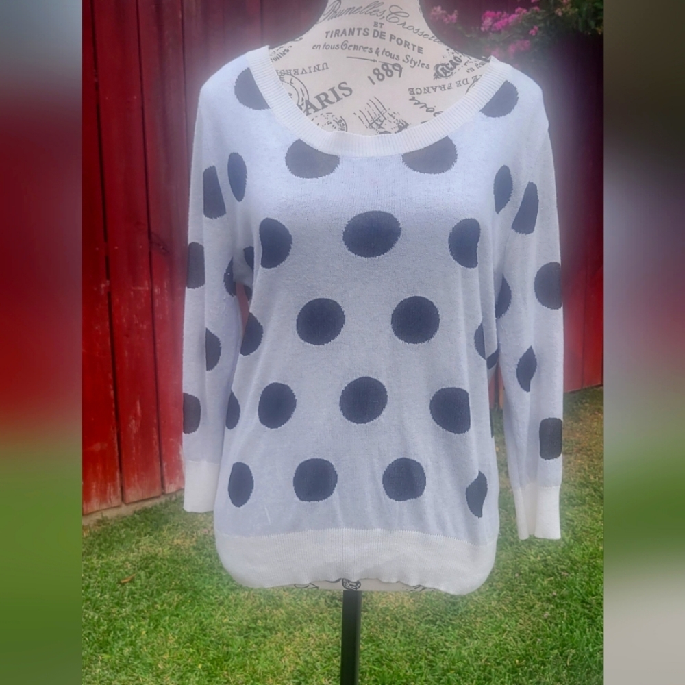Worthington Polka-dot 3/4 Sleeve Sweater